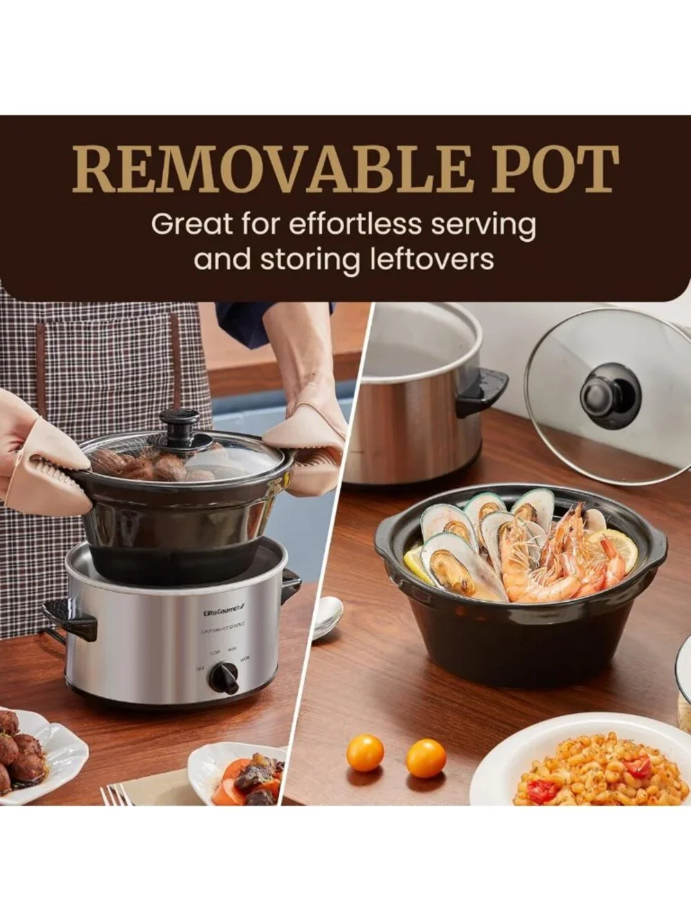 2 Quart Electric Slow Cooker with Adjustable Temp - Perfect for Stews, Sauces